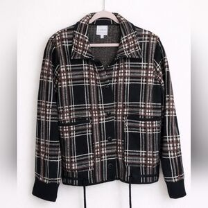 Cyrus Women's Black Plaid Sweater Jacket